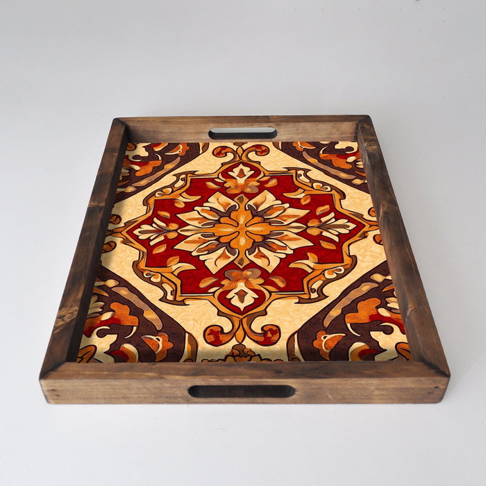 Aberto Design REF013 Bandeja de Madera Maciza para Decoración del Hogar Elegante 48x38x4 cm